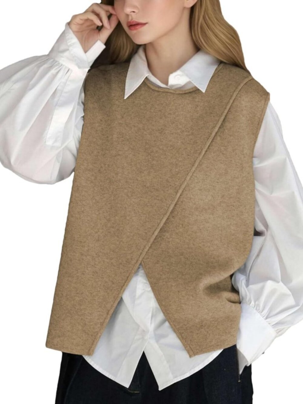 Cozy Front Split Sweater Vest | Knitted Pullover Top | Stylish Waistcoat for